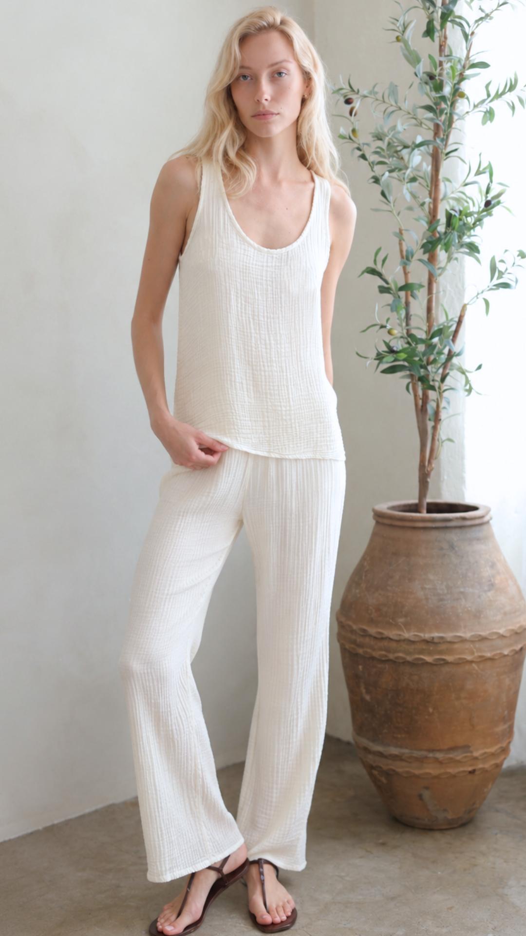 Elastic Band Pant Gauze - Cannoli