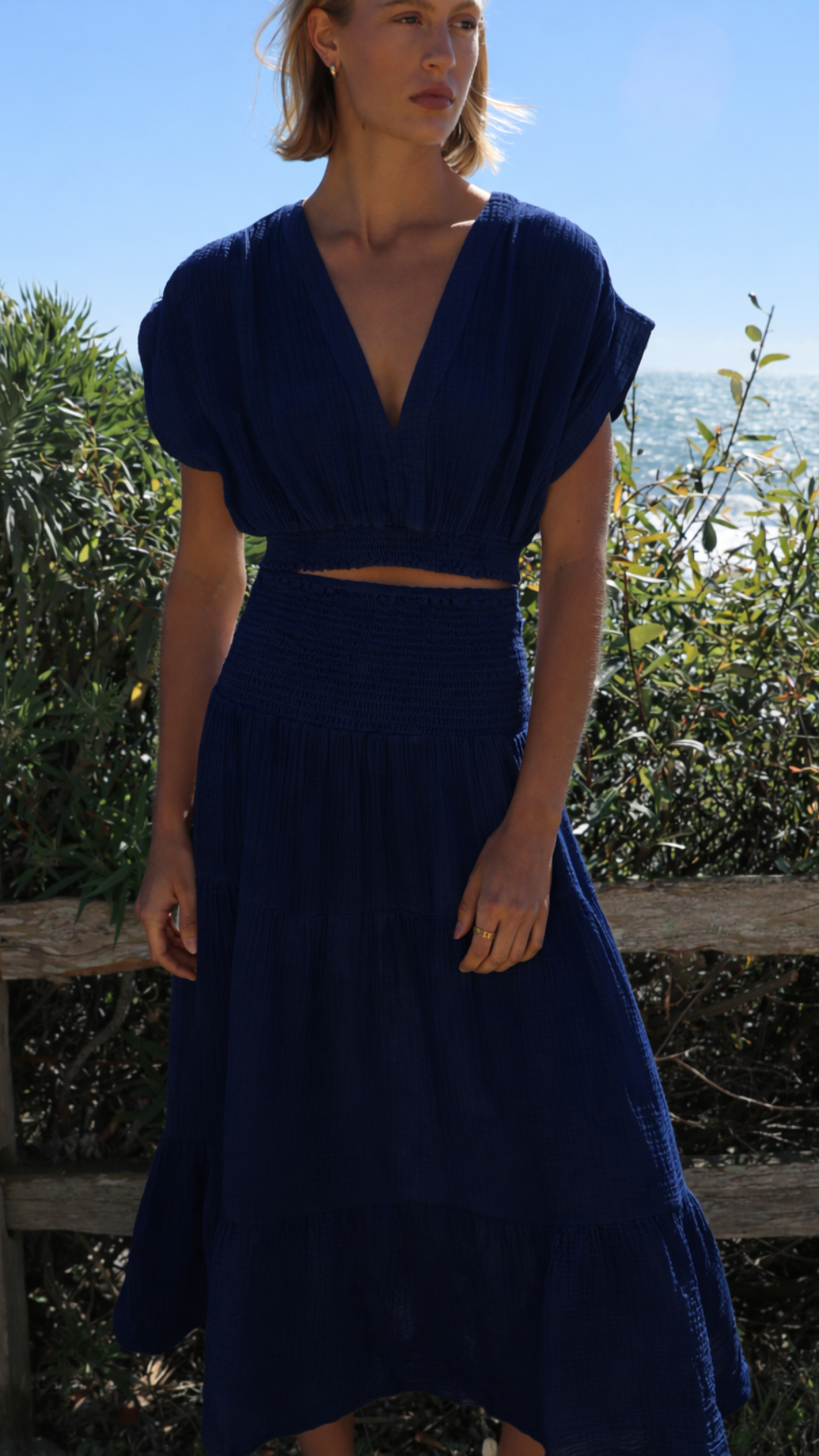 Vacay Top Gauze  - Navy