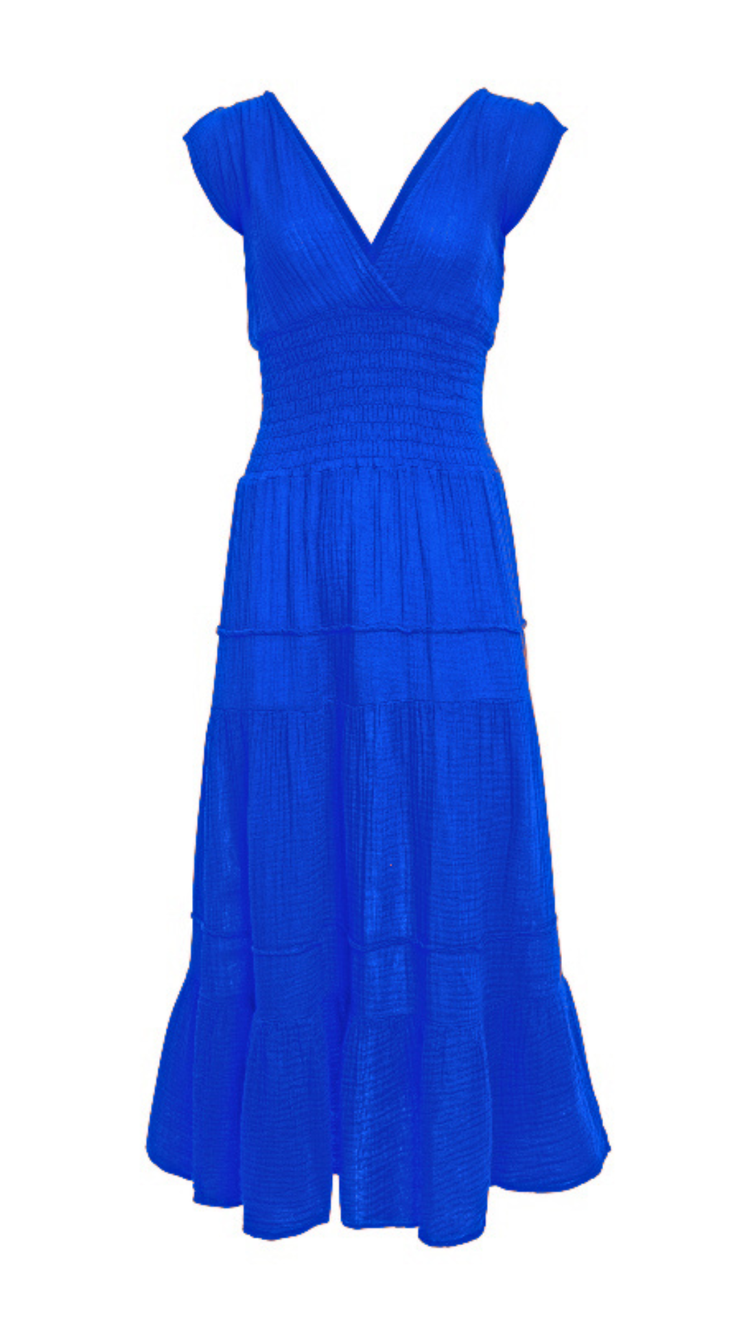 Smocked Dress Gauze - Electric Blue