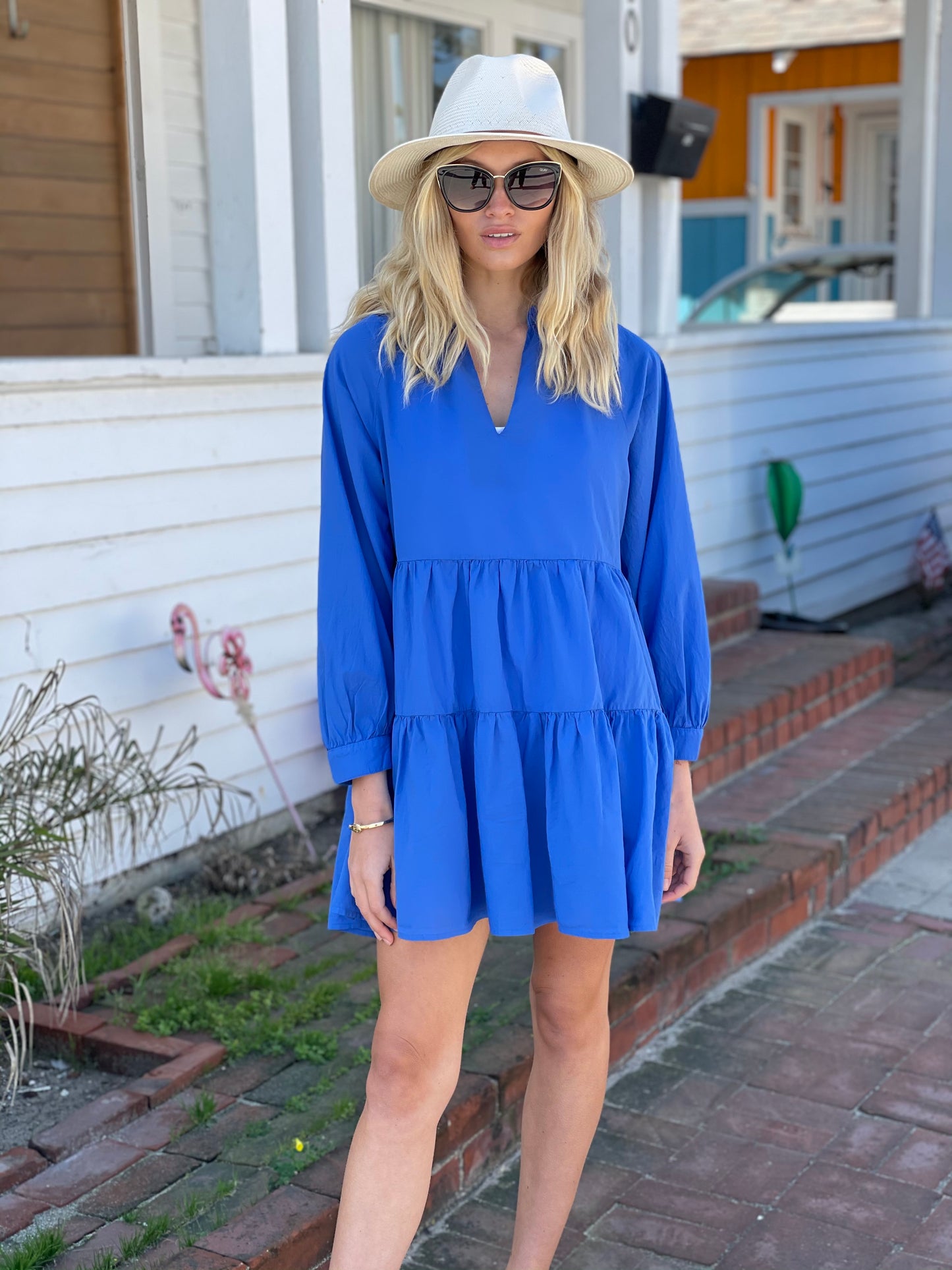 Puff Sleeve Dress- Electric Blue