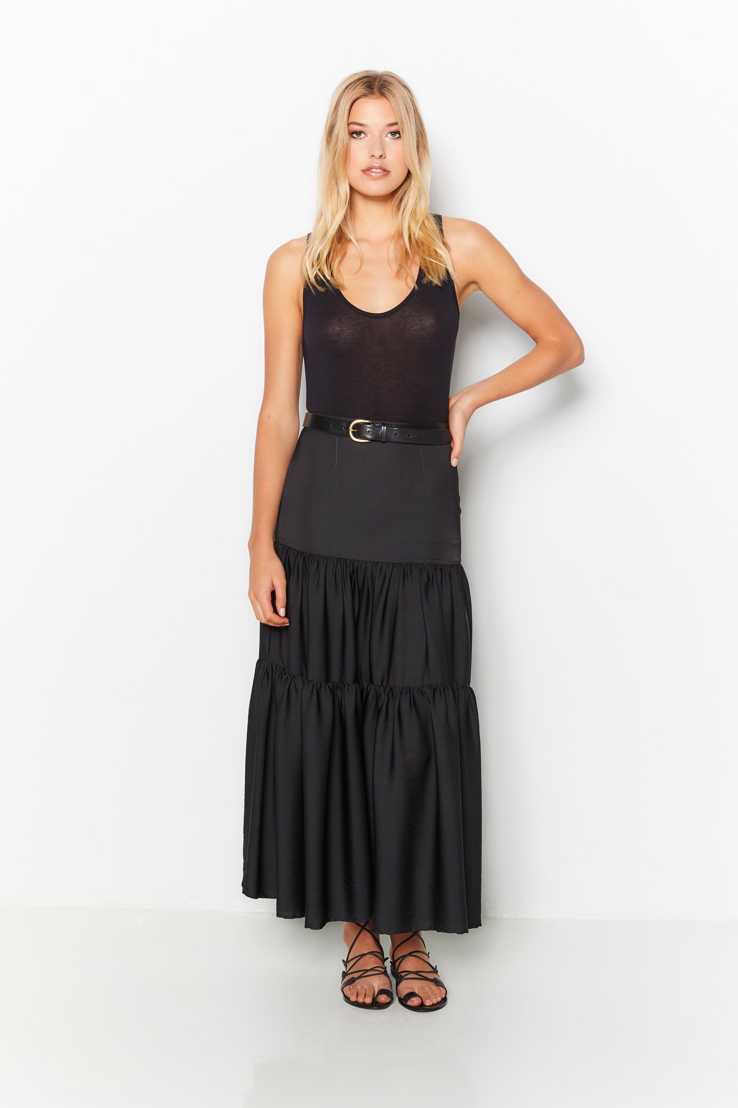 Side Slit Maxi Skirt 100% Recycled Polyester - Black