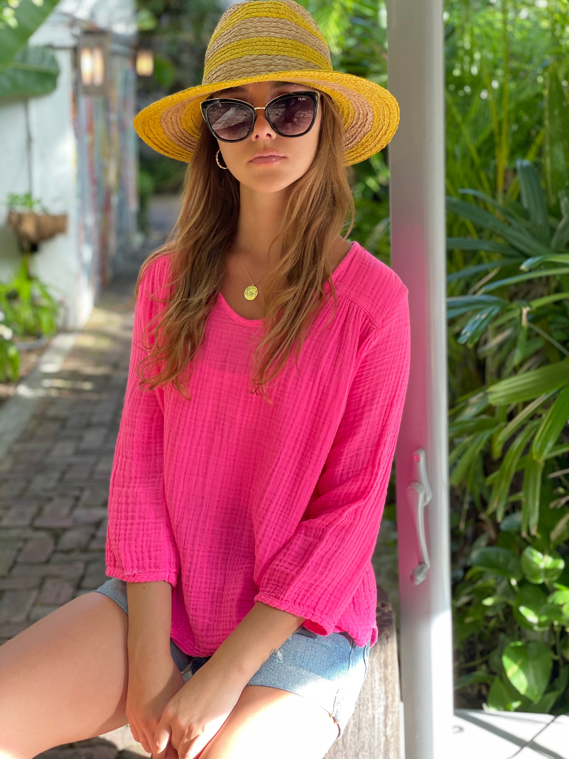 Hot Pink Off-The-Shoulder Top In Venice