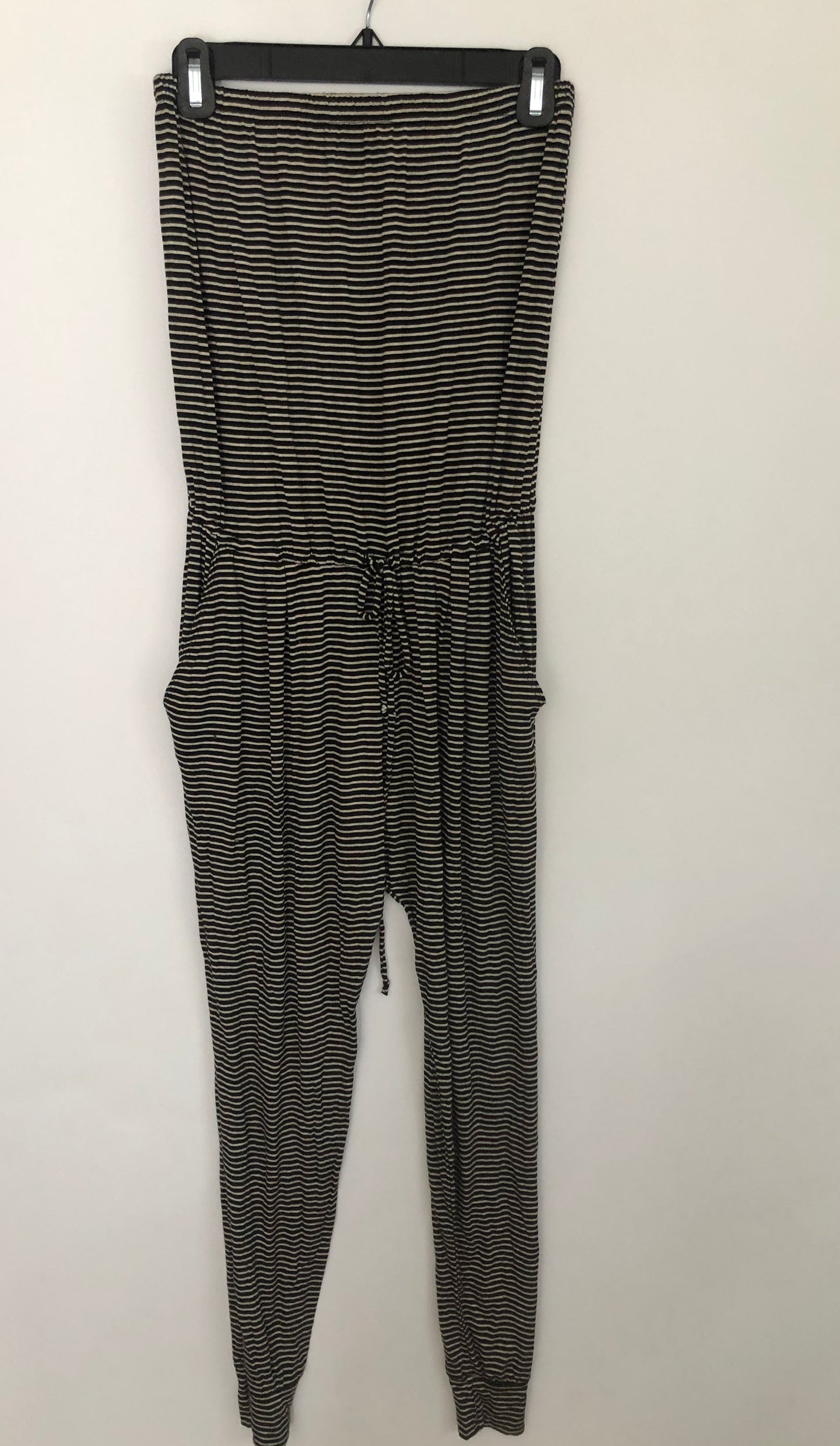 Strapless Jersey Modal Jumpsuit - Black Stripe