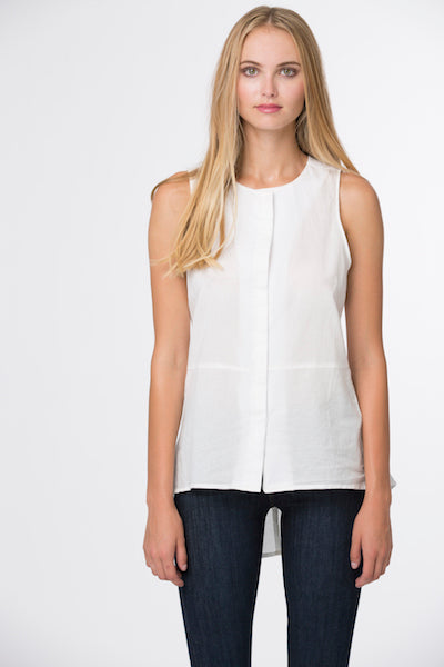 Fish Tail Top French Cotton -White