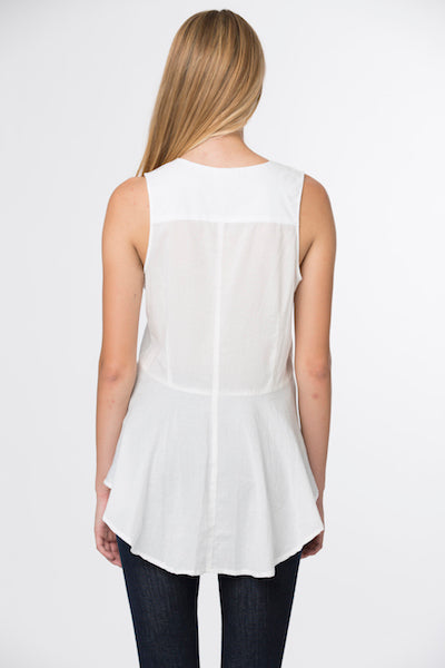 Fish Tail Top French Cotton -White
