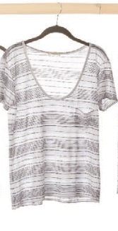 Short Sleeve Cotton Navy Stripe T Shirt