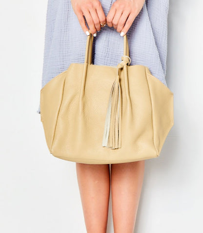 ZOE TOTE with Tassel  - Sand
